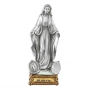 4 1/2" Pewter Our Lady of the Miraculous Medal Statue Gift Boxed