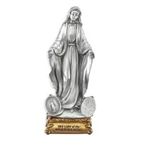 4 1/2" Pewter Our Lady of the Miraculous Medal Statue Gift Boxed