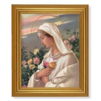 10" x 12" Gold Leaf Finish Beveled Frame with 8" x 10" Mystical Rose Textured Art