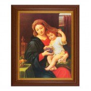 10 1/2" x 12 1/2" Walnut Finish Beveled Frame with 8" x 10" Mignard: Madonna of Grapes Textured Art 10 1/2" x 12 1/2" Walnut Finish Beveled Frame with 8" x 10" Mignard: Madonna of Grapes Textured Art