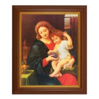 10 1/2" x 12 1/2" Walnut Finish Beveled Frame with 8" x 10" Mignard: Madonna of Grapes Textured Art