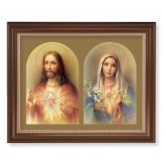13 1/2" x 16 9/16" Walnut Finished Frame with 11" x 14" The Sacred Hearts Textured Art