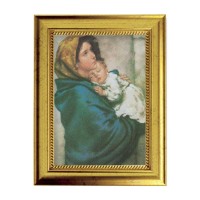6 3/4" X 8 3/4" Gold Leaf Finish Frame with 5" X 7" Madonna of The Street Textured Art