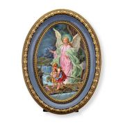 5 1/2" x 7 1/2" Oval Gold-Leaf Frame with a Guardian Angel Print