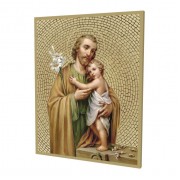 8" x 10" Gold Foil Mosaic Plaque of Saint Joseph.