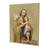 8" x 10" Gold Foil Mosaic Plaque of Saint Joseph. 8" x 10" Gold Foil Mosaic Plaque of Saint Joseph.