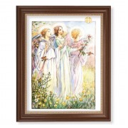 13 1/2" x 16 9/16" Walnut Finished Frame with 11" x 14" Three Angels Textured Art