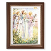 13 1/2" x 16 9/16" Walnut Finished Frame with 11" x 14" Three Angels Textured Art