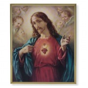 11" x 14" Gold Plaque Frame with a Sacred Heart of Jesus Print