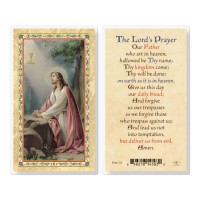 25pk - The Lord"s Prayer/Sacred Heart   Gold Stamped Laminated Holy Card  Pk 25