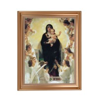 13 1/2" x 16 9/16" Gold Leaf Antique Finished Frame with 11" x 14" Queen of Angels Textured Art