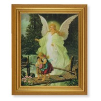 10" x 12" Gold Leaf Finish Beveled Frame with 8" x 10" Guardian Angel Textured Art