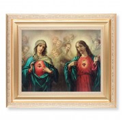 10 1/4" x 12 1/4" Satin Gold Frame with an 8" x 10" The Sacred Hearts Print
