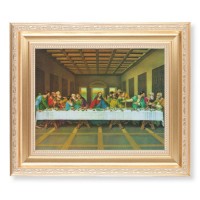 10 1/4" x 12 1/4" Satin Gold Frame with an 8" x 10" Last Supper Print
