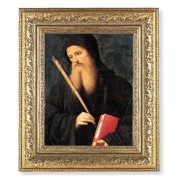 12 1/2" x 14 1/2" Ornate Gold Leaf Antique Frame with 8" x 10" St. Benedict Print