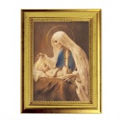 6 3/4" X 8 3/4" Gold Leaf Finish Frame with 5" X 7" Madonna and Child Textured Art