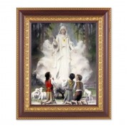 11 1/2" x 13 1/2" Cherry Frame with Gold Trim with an 8" x 10" Our Lady of Fatima Print