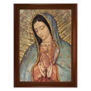 23.5" x 31" Walnut Finished Beveled Frame with 19" x 27" Our Lady of Guadalupe Textured Art