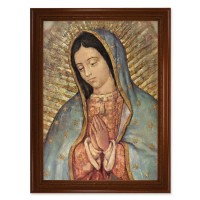 23.5" x 31" Walnut Finished Beveled Frame with 19" x 27" Our Lady of Guadalupe Textured Art