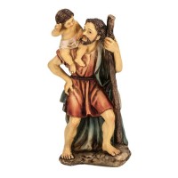 4" Cold Cast Resin Hand Painted Statue of Saint Christopher in a Deluxe Window Box