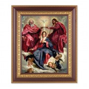 11 1/2" x 13 1/2" Cherry Frame with Gold Trim with an 8" x 10" Crowning of Mary Print