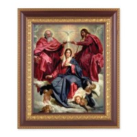 11 1/2" x 13 1/2" Cherry Frame with Gold Trim with an 8" x 10" Crowning of Mary Print
