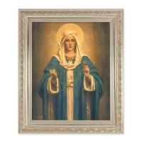 10" x 12" Ornate Silver Frame with a Madonna of the Rosary Print