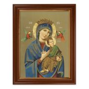15 1/2" x 19 1/2" Walnut Finish Frame with Gold Accent and a 12" x 16" Our Lady of Perpetual Help Textured Art