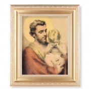 10 1/4" x 12 1/4" Satin Gold Frame with an 8" x 10" St. Joseph with Crying Jesus Print