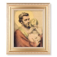 10 1/4" x 12 1/4" Satin Gold Frame with an 8" x 10" St. Joseph with Crying Jesus Print