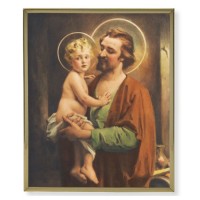 8" x 10" Gold Plaque Frame with a Chambers: St. Joseph with Jesus Print