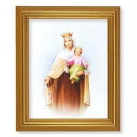 10" x 12" Gold Leaf Finish Beveled Frame with 8" x 10" Our Lady of Mt. Carmel Textured Art