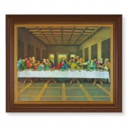 10 1/2' x 12 1/2" Walnut Finish Beveled Frame with 8" x 10" The Last Supper Textured Art