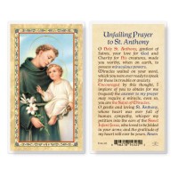 25pk - Saint Anthony - Unfailing Prayer Gold Stamped Laminated Holy Card  Pk 25