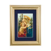 5 1/4" x 6 3/4" Gold Leaf Frame-Navy Blue Matte with a 2 1/2" x 3 3/4" Madonna and Child Print