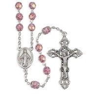 Pink Alabaster Luster Glass Bead Rosary