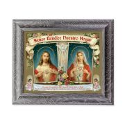 10 1/2" x 12 1/2" Grey Oak Finish Frame with an 8" x 10" Sacred Hearts House Blessing In Spanish Print