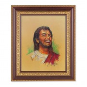 11 1/2" x 13 1/2" Cherry Frame with Gold Trim with an 8" x 10" Laughing Jesus Print