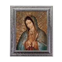 10 1/2" x 12 1/2" Grey Oak Finish Frame with an 8" x 10" Our Lady of Guadalupe Print