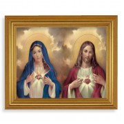 10" x 12" Gold Leaf Finish Beveled Frame with 8" x 10" The Sacred Hearts Textured Art