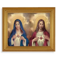10" x 12" Gold Leaf Finish Beveled Frame with 8" x 10" The Sacred Hearts Textured Art