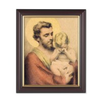 10" x 12" Walnut Frame with Gold Inside Lip and a 8" x 10" St. Joseph with Crying Jesus Print