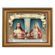 15 1/2" x 19 1/2" Antique Gold Leaf Beveled Frame with Bead Inlay and 12" x 16" House Blessing-SHJ and IHM Textured Art