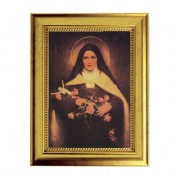 6 3/4" X 8 3/4" Gold Leaf Finish Frame with 5" X 7" Saint Therese Textured Art