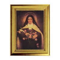 6 3/4" X 8 3/4" Gold Leaf Finish Frame with 5" X 7" Saint Therese Textured Art