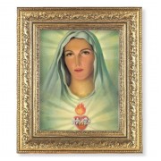 12 1/2" x 14 1/2" Ornate Gold Leaf Antique Frame with 8" x 10" Immaculate Heart of Mary Print