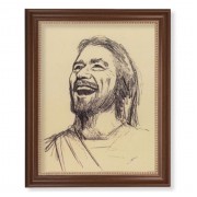 13 1/2" x 16 9/16" Walnut Finished Frame with 11" x 14" Segura: Joyful Christ Textured Art