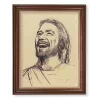 13 1/2" x 16 9/16" Walnut Finished Frame with 11" x 14" Segura: Joyful Christ Textured Art