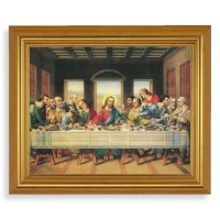 10" x 12" Gold Leaf Finish Beveled Frame with 8" x 10" Last Supper Textured Art