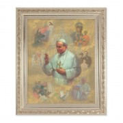 10" x 12" Ornate Silver Frame with an St. Pope John Paul II Print